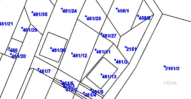 Parcela st. 461/11 v KÚ Vysoké Popovice, Katastrální mapa