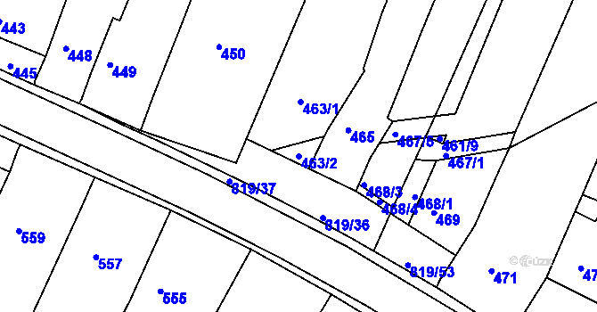 Parcela st. 463/2 v KÚ Vysoké Popovice, Katastrální mapa