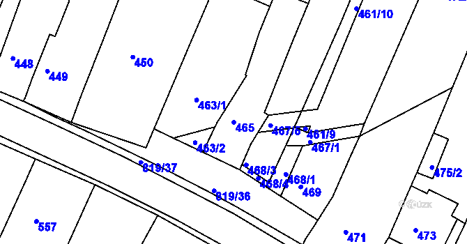Parcela st. 465 v KÚ Vysoké Popovice, Katastrální mapa