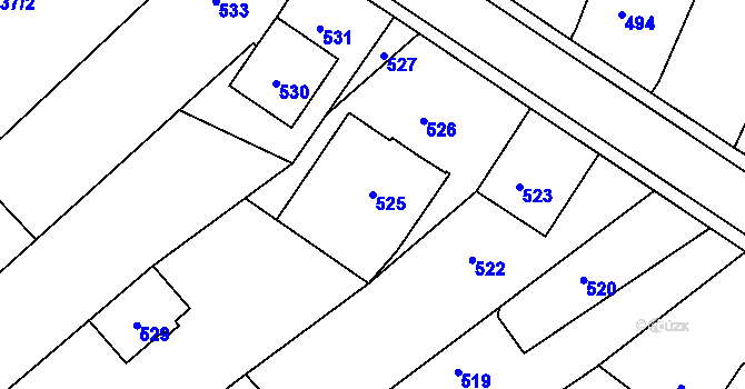 Parcela st. 525 v KÚ Vysoké Popovice, Katastrální mapa