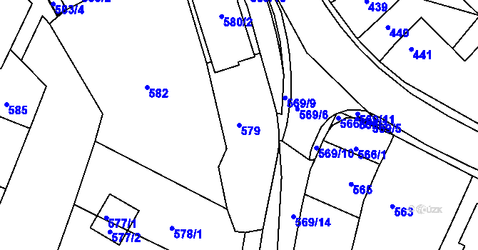 Parcela st. 579 v KÚ Vysoké Popovice, Katastrální mapa