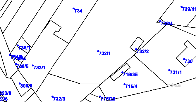 Parcela st. 732/1 v KÚ Vysoké Popovice, Katastrální mapa