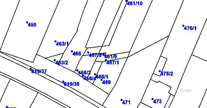 Parcela st. 461/9 v KÚ Vysoké Popovice, Katastrální mapa