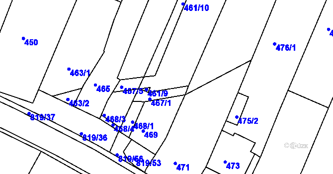 Parcela st. 470/4 v KÚ Vysoké Popovice, Katastrální mapa