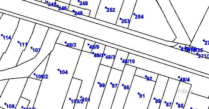 Parcela st. 48/3 v KÚ Vysoké Popovice, Katastrální mapa