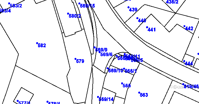 Parcela st. 569/6 v KÚ Vysoké Popovice, Katastrální mapa