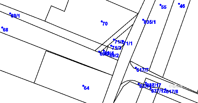 Parcela st. 69/3 v KÚ Vysoké Popovice, Katastrální mapa
