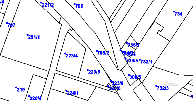 Parcela st. 786/2 v KÚ Vysoké Popovice, Katastrální mapa