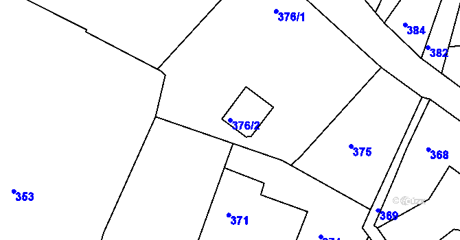 Parcela st. 376/2 v KÚ Vysoké Popovice, Katastrální mapa