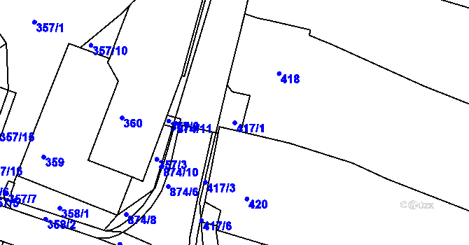 Parcela st. 417/1 v KÚ Vysoké Popovice, Katastrální mapa