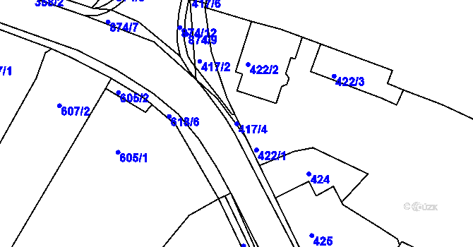 Parcela st. 417/4 v KÚ Vysoké Popovice, Katastrální mapa