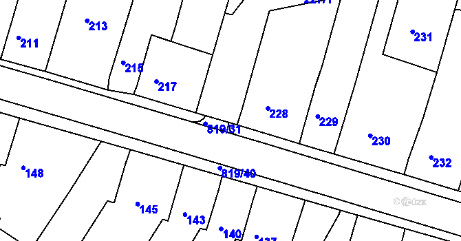 Parcela st. 227/3 v KÚ Vysoké Popovice, Katastrální mapa