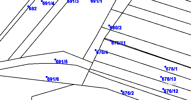 Parcela st. 676/4 v KÚ Vysoké Popovice, Katastrální mapa