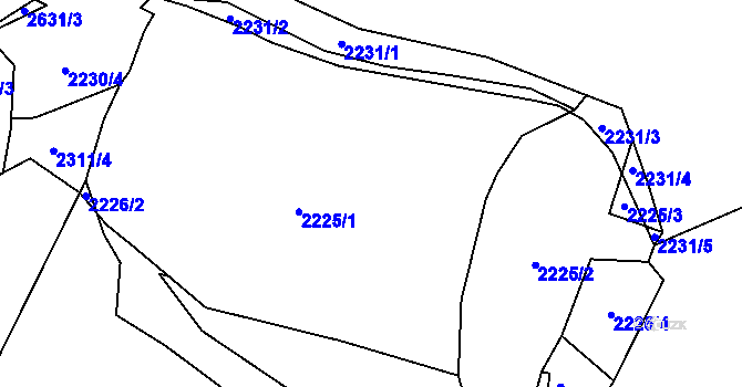 Parcela st. 2225 v KÚ Vysoké Popovice, Katastrální mapa