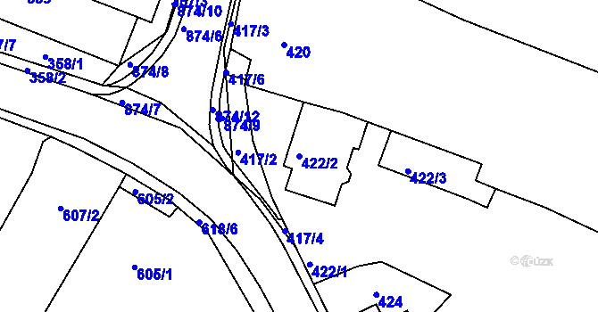 Parcela st. 422/2 v KÚ Vysoké Popovice, Katastrální mapa