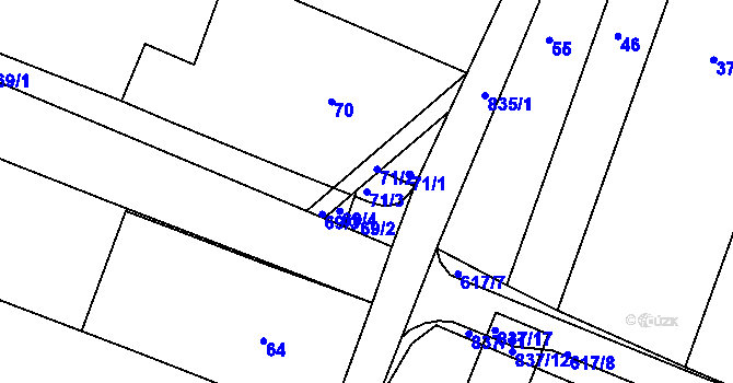Parcela st. 71/3 v KÚ Vysoké Popovice, Katastrální mapa