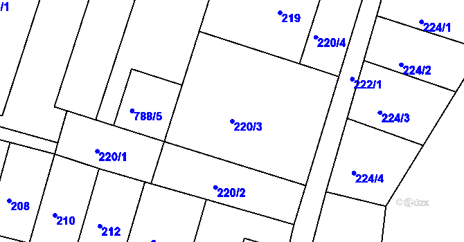Parcela st. 220/3 v KÚ Vysoké Popovice, Katastrální mapa