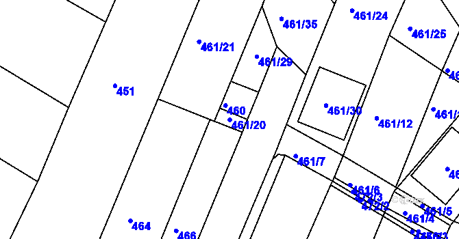 Parcela st. 461/20 v KÚ Vysoké Popovice, Katastrální mapa