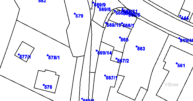 Parcela st. 569/14 v KÚ Vysoké Popovice, Katastrální mapa
