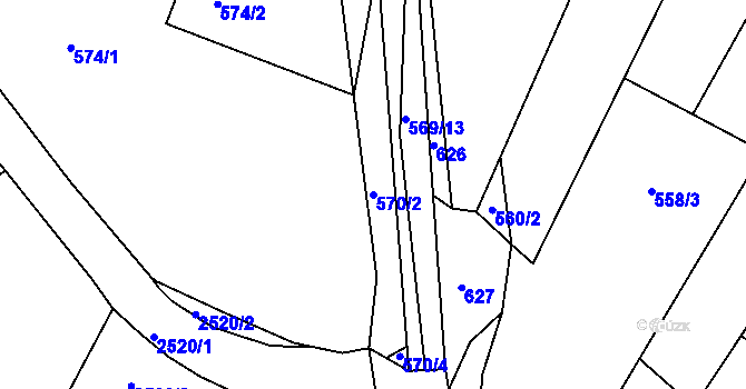 Parcela st. 570/2 v KÚ Vysoké Popovice, Katastrální mapa