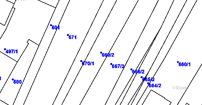 Parcela st. 669/2 v KÚ Vysoké Popovice, Katastrální mapa