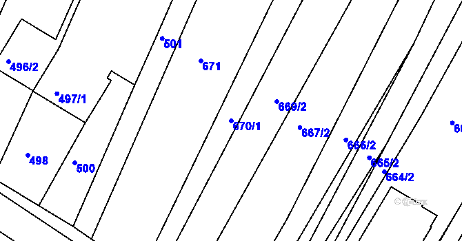 Parcela st. 670/1 v KÚ Vysoké Popovice, Katastrální mapa