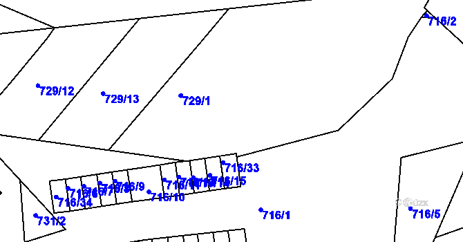 Parcela st. 729/14 v KÚ Vysoké Popovice, Katastrální mapa