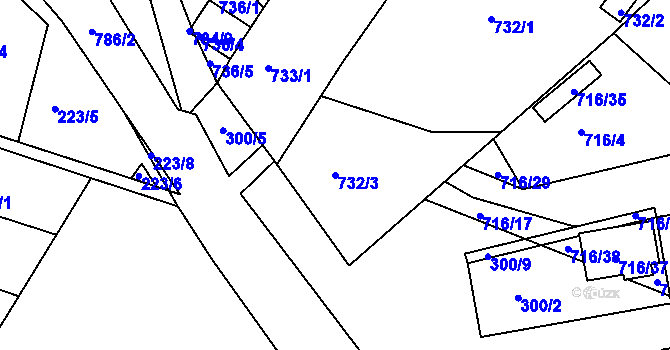 Parcela st. 732/3 v KÚ Vysoké Popovice, Katastrální mapa
