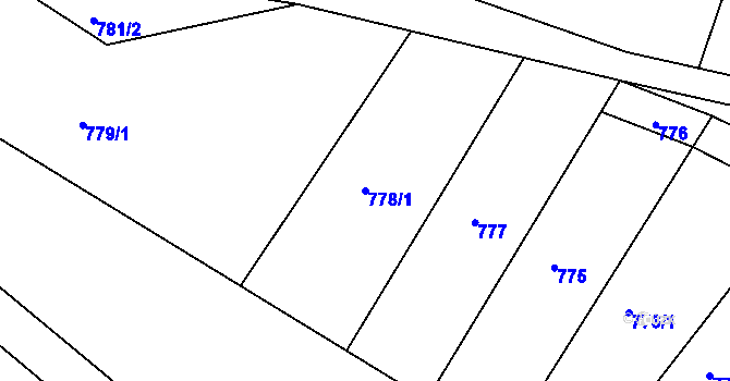 Parcela st. 778/1 v KÚ Vysoké Popovice, Katastrální mapa