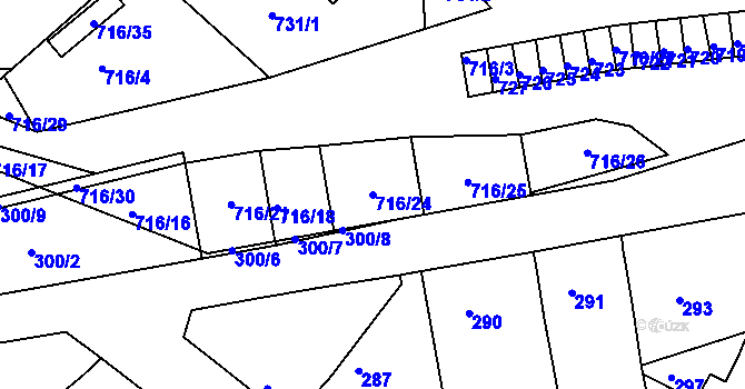 Parcela st. 716/24 v KÚ Vysoké Popovice, Katastrální mapa