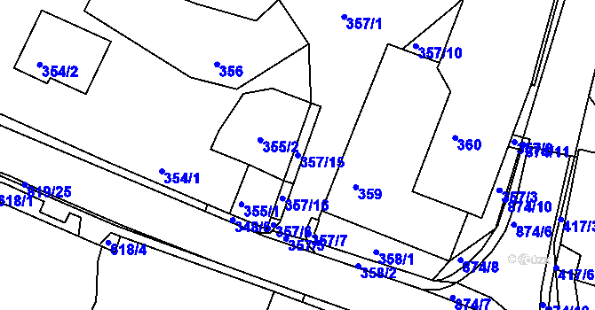Parcela st. 357/15 v KÚ Vysoké Popovice, Katastrální mapa