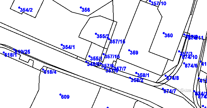 Parcela st. 357/16 v KÚ Vysoké Popovice, Katastrální mapa