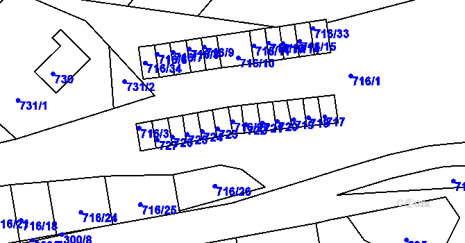Parcela st. 716/27 v KÚ Vysoké Popovice, Katastrální mapa