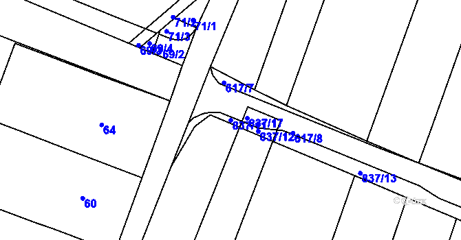 Parcela st. 837/11 v KÚ Vysoké Popovice, Katastrální mapa