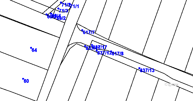 Parcela st. 837/12 v KÚ Vysoké Popovice, Katastrální mapa