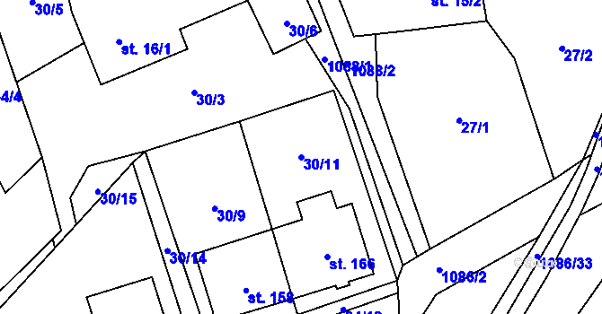 Parcela st. 30/11 v KÚ Vysoké Studnice, Katastrální mapa