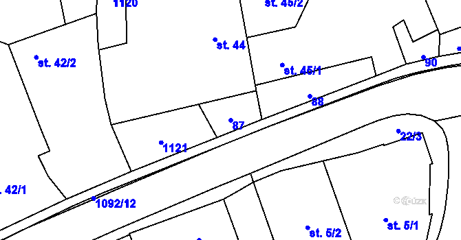 Parcela st. 87 v KÚ Vysoké Studnice, Katastrální mapa