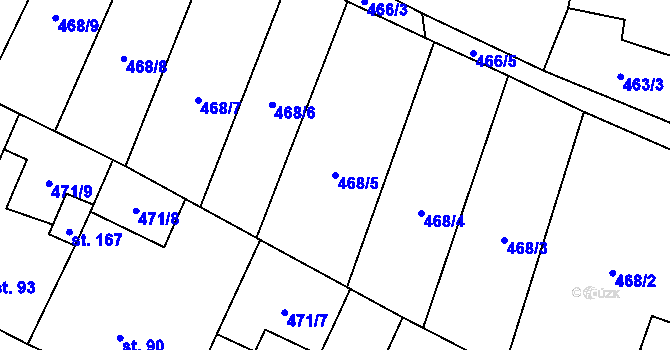 Parcela st. 468/5 v KÚ Vysoké Studnice, Katastrální mapa