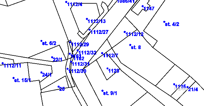 Parcela st. 1112/7 v KÚ Vysoké Studnice, Katastrální mapa