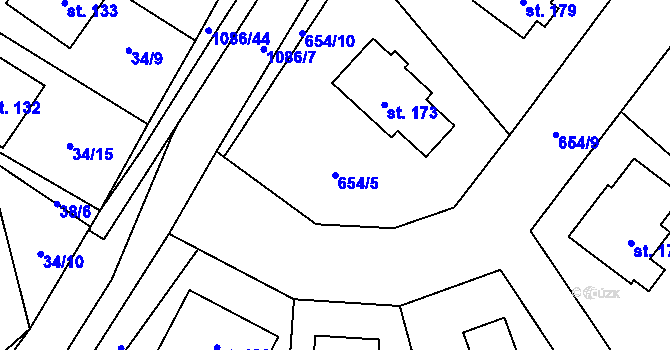 Parcela st. 654/5 v KÚ Vysoké Studnice, Katastrální mapa