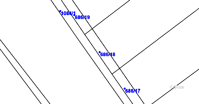 Parcela st. 686/18 v KÚ Vysoké Studnice, Katastrální mapa