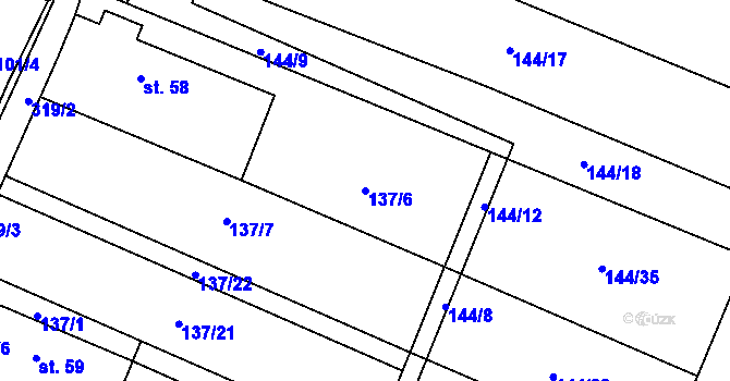 Parcela st. 137/6 v KÚ Veselská Lhota, Katastrální mapa