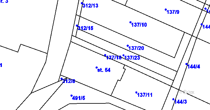 Parcela st. 137/18 v KÚ Veselská Lhota, Katastrální mapa