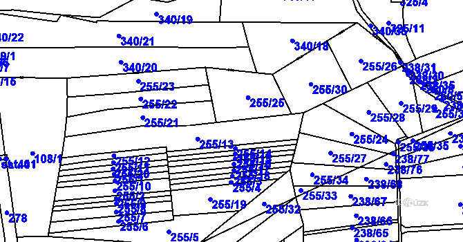Parcela st. 255 v KÚ Veselská Lhota, Katastrální mapa