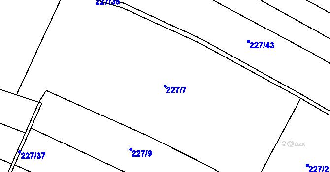 Parcela st. 227/7 v KÚ Veselská Lhota, Katastrální mapa