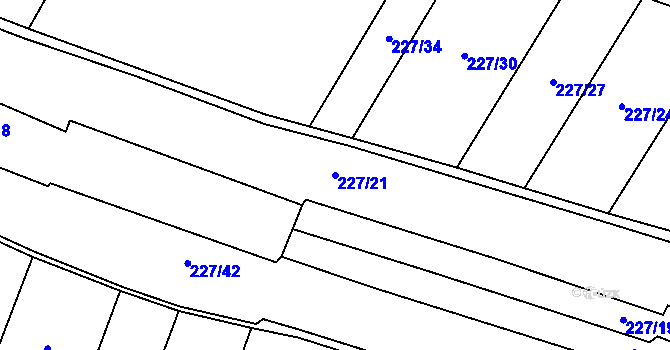 Parcela st. 227/21 v KÚ Veselská Lhota, Katastrální mapa