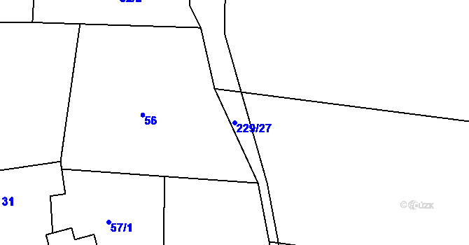 Parcela st. 229/27 v KÚ Veselská Lhota, Katastrální mapa