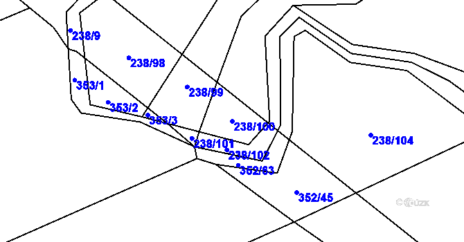 Parcela st. 238/100 v KÚ Veselská Lhota, Katastrální mapa