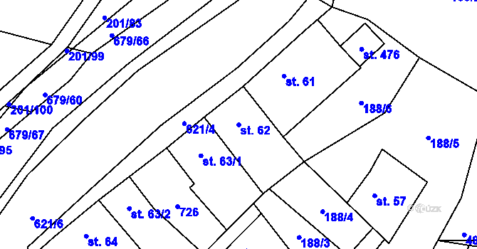 Parcela st. 62 v KÚ Vysoké Veselí, Katastrální mapa
