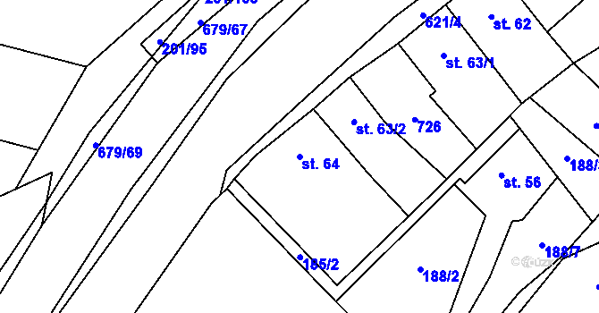 Parcela st. 64 v KÚ Vysoké Veselí, Katastrální mapa